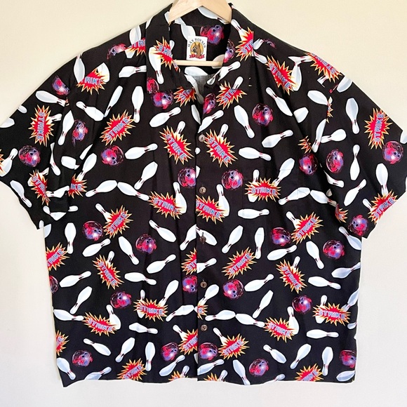 NEW Max Boxxer Strike! Bowling Pins & Ball Print Button Down Shirt Men’s 2XL - Picture 3 of 10
